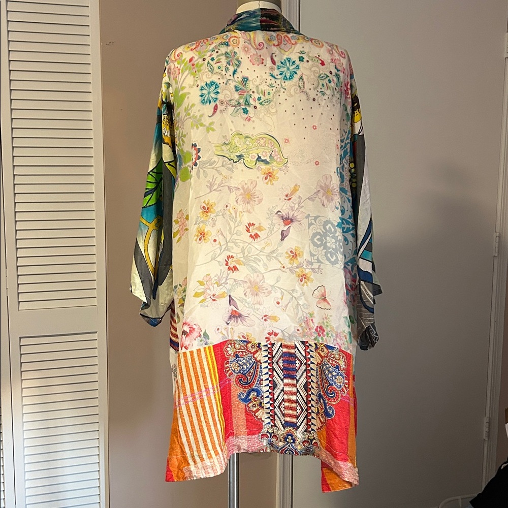 JOHNNY WAS Lolita Mix-Print Silk Kimono Jacket size XXL - Picture 8 of 16